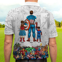 Load image into Gallery viewer, Personalized Super Dad 3D Polo Shirt - Custom Father's Day Gift Polo Shirts PopCulturePrints