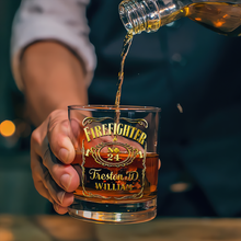 Load image into Gallery viewer, Celebrate the Bravery - Personalized Firefighter Whiskey Glass Whiskey Glass PopCulturePrints