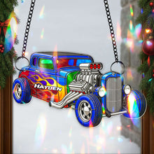 Load image into Gallery viewer, "Rev Up Your Holiday Spirit!" - Personalized Vibrant Muscle Car Suncatcher - Custom Gifts for Hot Rod Lovers Ornament PopCulturePrints