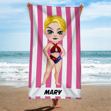 Load image into Gallery viewer, Personalized Superhero Kid Jigsaw Puzzle - Custom Name & Face Beach Towel PopCulturePrints