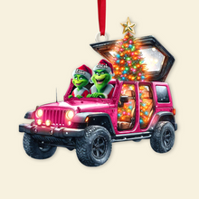 Load image into Gallery viewer, Personalized Couple Christmas Ornament - Festive Jeep Design for Valentine's Day Gifts Ornament PopCulturePrints
