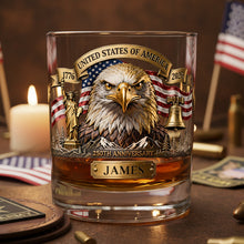 Load image into Gallery viewer, Celebrate Your Hero: Veteran Personalized 11oz Round Glass - Custom Gifts for Military Enthusiasts Glass PopCulturePrints