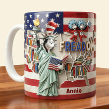 Load image into Gallery viewer, Freedom to Read - Personalized Patriotic Coffee Mug for Book Lovers Coffee Mug PopCulturePrints