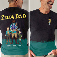 Load image into Gallery viewer, Personalized Zelda Dad Shirt - Custom Gamer Family Design AOP Products PopCulturePrints