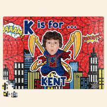 Load image into Gallery viewer, Personalized Superhero Kid Jigsaw Puzzle - Custom Name & Face Wood Sign PopCulturePrints