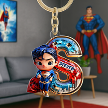 Load image into Gallery viewer, “Unlock Your Superhero Spirit!” - Initial Letter Keychain - Personalized Gift for Kids, Friends, and Family Keychains PopCulturePrints