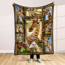 Load image into Gallery viewer, Personalized Giraffe Lovers Blanket Blanket PopCulturePrints