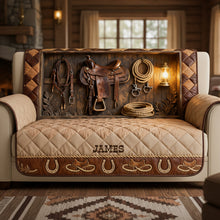 Load image into Gallery viewer, Saddle Up Your Style: Personalized Horse Workshop Sofa Cover - Perfect Gift for Horse Lovers Sofa Cover PopCulturePrints