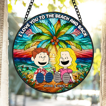 Load image into Gallery viewer, Custom Beach-Themed Stained Glass Art for Couples - Perfect Personalized Valentine's Day Gifts Ornament PopCulturePrints