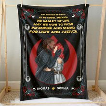 Load image into Gallery viewer, Personalized Galaxy Adventure Couple Blanket - Custom Valentine's Day Gifts Blanket PopCulturePrints