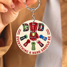 Load image into Gallery viewer, Superhero Dad Personalized Keychain Gift Keychains PopCulturePrints