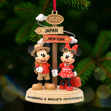 Load image into Gallery viewer, “Adventure Awaits Together” – Personalized Traveling Couple Christmas Ornament Ornament PopCulturePrints