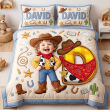 Load image into Gallery viewer, Custom Photo Cowboy CowGirl Quilt Bed Set - Personalized Gifts For Kid 04naqn020726 Bedding Set PopCulturePrints