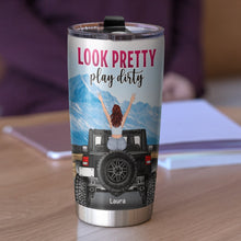 Load image into Gallery viewer, Personalized Jeep Adventure Tumbler - Look Pretty Play Dirty Tumbler Cup PopCulturePrints