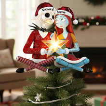 Load image into Gallery viewer, “Together in Spookiness” - Spooky Couple Christmas Tree Topper - Personalized Gift for Couples, Friends, and Halloween Lovers Ornament PopCulturePrints