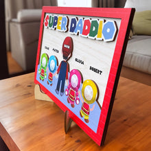 Load image into Gallery viewer, Super Dad Personalized Wood Sign - Custom Names Wood Sign PopCulturePrints