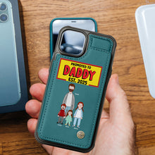 Load image into Gallery viewer, Promoted to Daddy Personalized Leather Flip Wallet Phone Case - Unique Gift for New Dads Phone Case PopCulturePrints