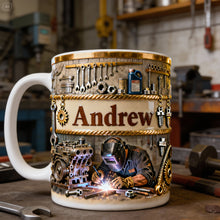 Load image into Gallery viewer, “Crafted for Perfection” - Mechanic At Work Coffee Mug - Personalized Gifts For Mechanics Coffee Mug PopCulturePrints