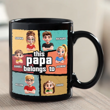 Load image into Gallery viewer, This Papa Belongs To - Personalized Black Mug for Dad and Grandpa Mug PopCulturePrints