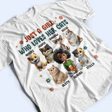 Load image into Gallery viewer, Just A Girl Who Loves Her Cats - Personalized T-Shirt for Cat Lovers T-shirt PopCulturePrints