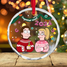 Load image into Gallery viewer, Custom Couple Christmas Crystal Ornament | Unique Holiday Keepsake | Valentine's Day Gifts Ornament PopCulturePrints