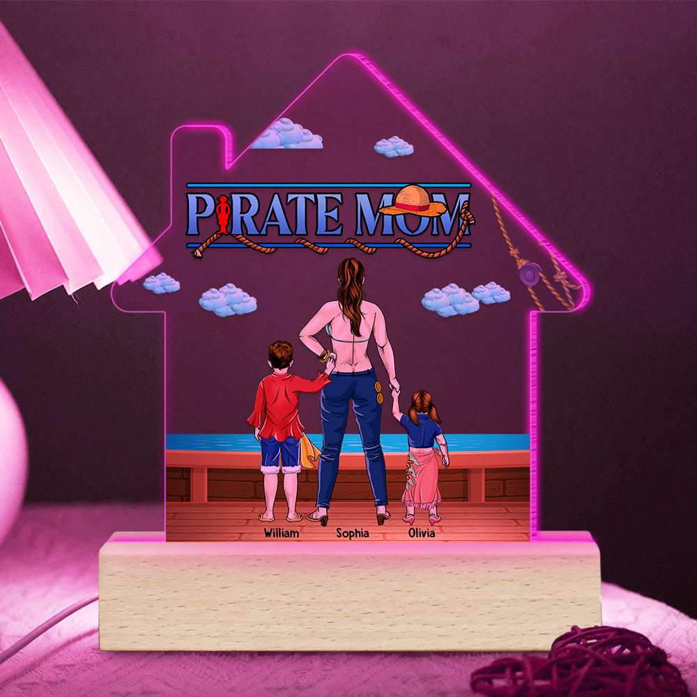 Personalized Pirate Mom LED Light - Custom Gift for Mother's Day Led Night Light PopCulturePrints