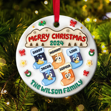 Load image into Gallery viewer, Personalized Family Christmas Ornament - Festive Stocking Design Ornament PopCulturePrints