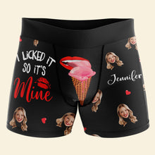 Load image into Gallery viewer, Personalized Couple Boxer Shorts - I Licked It So It's Mine Boxer Briefs PopCulturePrints