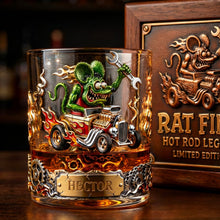 Load image into Gallery viewer, “Rev Up the Fun!” Personalized Hot Rod Lover's 11oz Round Glass - Custom Gift for Car Enthusiasts, Friends, Birthday & Special Occasions Glass PopCulturePrints