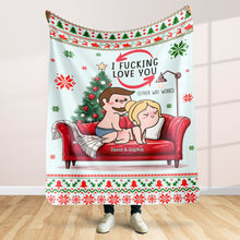Load image into Gallery viewer, Personalized Naughty Christmas Blanket for Couples - Fun & Romantic Valentine’s Day Gifts Blanket PopCulturePrints