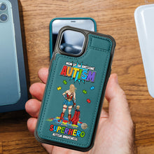 Load image into Gallery viewer, Mom of an Awesome Autism Superhero - Personalized Leather Flip Wallet Phone Case for Moms Phone Case PopCulturePrints