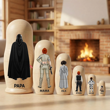 Load image into Gallery viewer, "Bring the Universe Home with Our Space Theme Family Nesting Dolls" - Personalized Wooden Gifts for Family Wooden Nesting Dolls PopCulturePrints