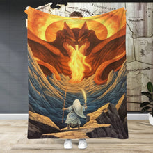 Load image into Gallery viewer, Fantasy Adventure Quilted Blanket - Epic Dragon Battle Design Blanket PopCulturePrints