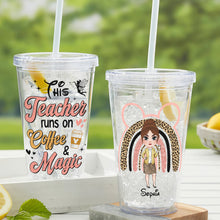 Load image into Gallery viewer, Personalized Teacher Acrylic Tumbler - Coffee & Magic Design Tumbler Cup PopCulturePrints