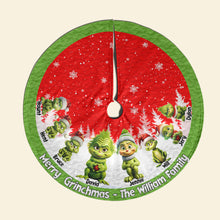 Load image into Gallery viewer, Custom Family 'Merry Grinchmas' Quilted Tree Skirt Tree Skirt PopCulturePrints