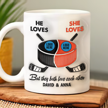 Load image into Gallery viewer, Custom Ice Hockey Couple Mugs - Unique Valentine’s Day Gifts for Hockey Lovers Coffee Mug PopCulturePrints