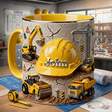 Load image into Gallery viewer, "Build Your Day with a Personal Touch" - Construction Worker Coffee Accent Mug - Personalized Gifts for Construction Workers Coffee Mug PopCulturePrints