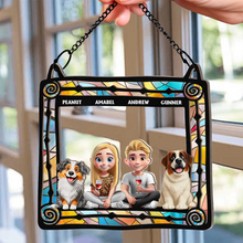 Load image into Gallery viewer, Lovely Dog Couples - Personalized Window Hanging Suncatcher Ornament | Perfect Gift for Dog Lovers and Couples Suncatcher Ornament PopCulturePrints