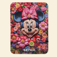 Load image into Gallery viewer, Personalized Cartoon Character Blanket - Floral Design Blanket PopCulturePrints