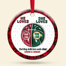 Load image into Gallery viewer, Personalized Basketball Ornament for Couples - Valentine's Day Gifts - Holiday Gift Ornament PopCulturePrints