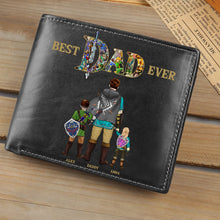 Load image into Gallery viewer, Personalized 'Best Dad Ever' PU Leather Wallet with Custom Family Design Leather Wallet PopCulturePrints