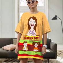 Load image into Gallery viewer, "Celebrate Your Special Mom!" - Personalized Burger Mom Raglan Dress - A Unique Gift for Moms, Grandmas, and More AOP Products PopCulturePrints