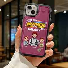 Load image into Gallery viewer, “The Best Mother in the Galaxy” - Personalized Leather Flip Wallet Phone Case - Gift for Mom & Grandma Phone Case PopCulturePrints