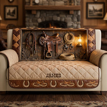 Load image into Gallery viewer, Saddle Up Your Style: Personalized Horse Workshop Sofa Cover - Perfect Gift for Horse Lovers Sofa Cover PopCulturePrints