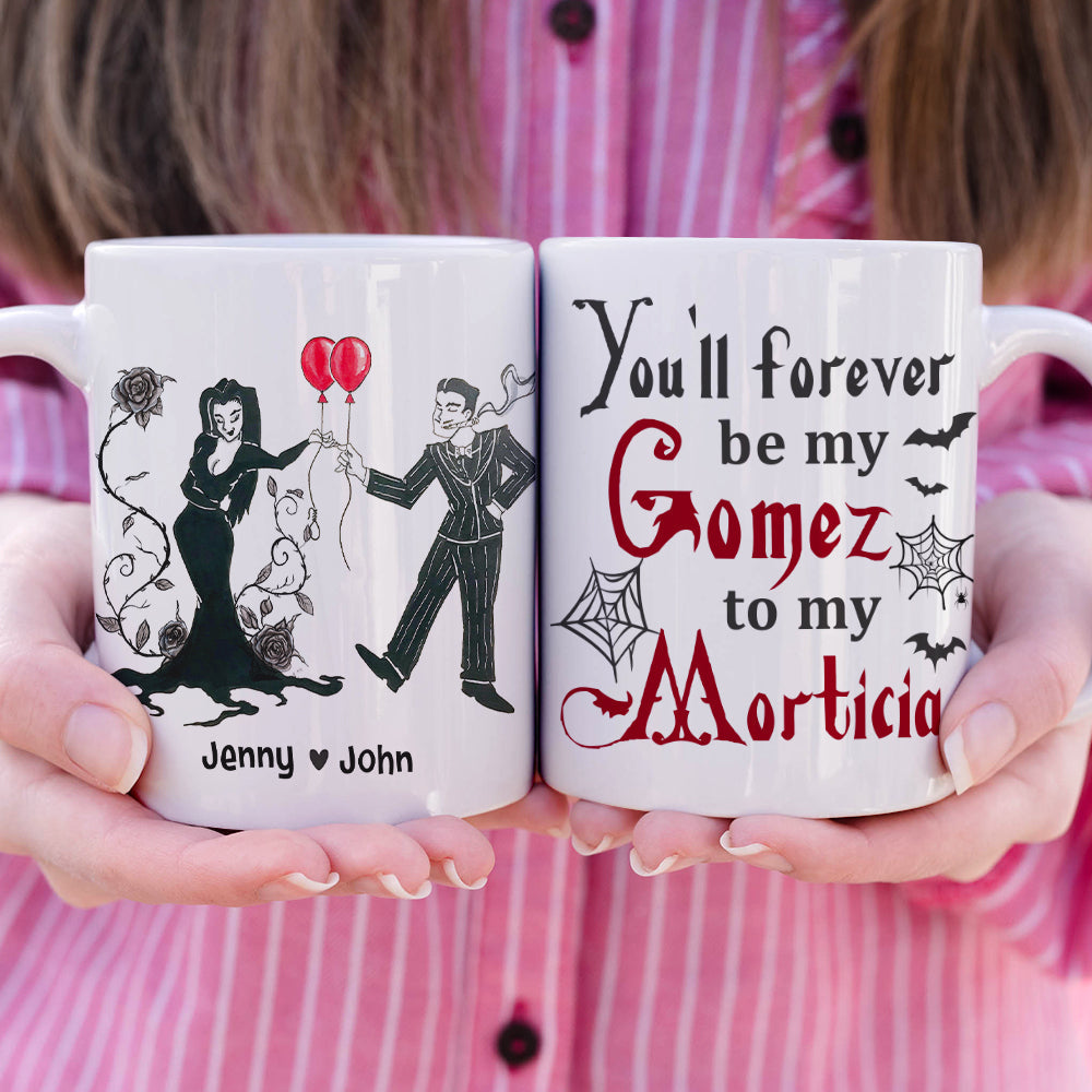 Personalized Gomez & Morticia Couple Mug - Horror Theme - Valentine's Day Gifts Coffee Mug PopCulturePrints