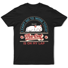 Load image into Gallery viewer, The Cat Is On My Lap - Personalized T-Shirt for Cat Lovers T-shirt PopCulturePrints