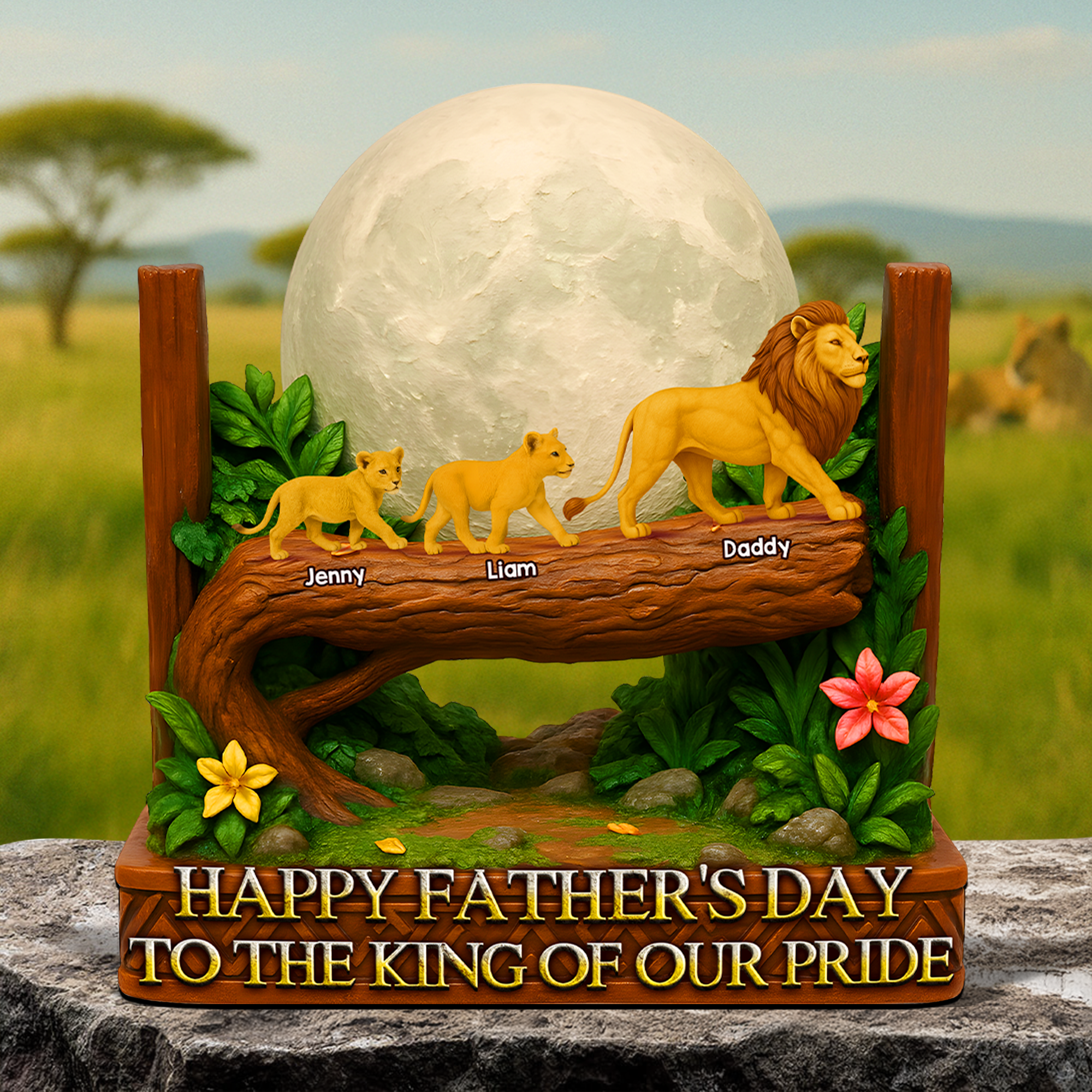 Happy Father's Day to the King of Our Pride - Personalized Lion Dad Plaque Shaped Plaques PopCulturePrints