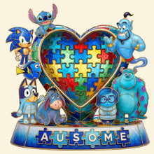 Load image into Gallery viewer, "Celebrate Uniqueness with Ausome Gang" - Custom Acrylic Plaque Gift for Autism Kids Shaped Plaques PopCulturePrints