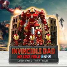 Load image into Gallery viewer, “Invincible Dad, We Love You 3000!” - Epic Hero Dad Acrylic Plaque - Personalized Gifts for Dads, Grandpas & More Shaped Plaques PopCulturePrints