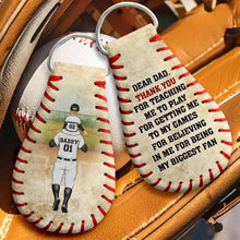 Load image into Gallery viewer, Thank You For Teaching Me To Play - Personalized Leather Baseball Keychain | Perfect Gift for Dad and Grandpa Leather Baseball Keychain PopCulturePrints